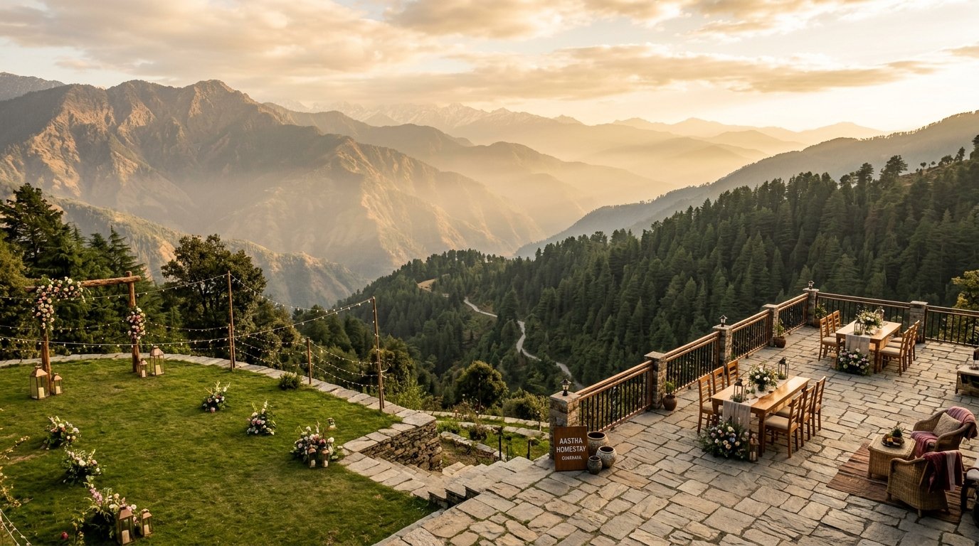 Open Celebration Terrace Overlooking Garhwal Himalayan Ranges